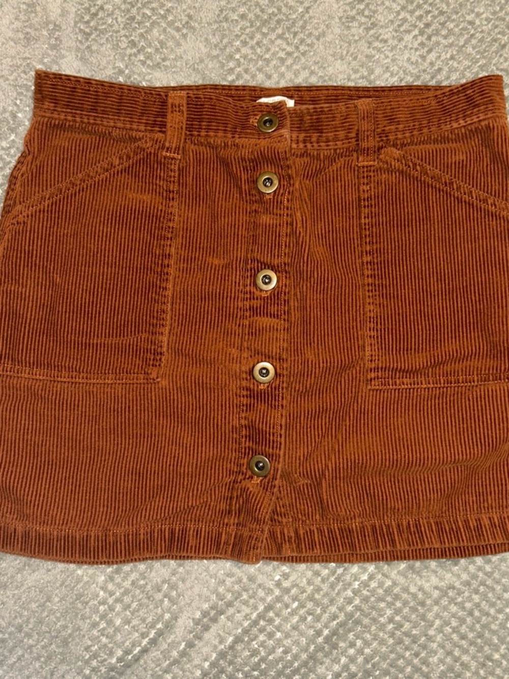 J. Crew Rust Corduroy Button-Front Mini Skirt